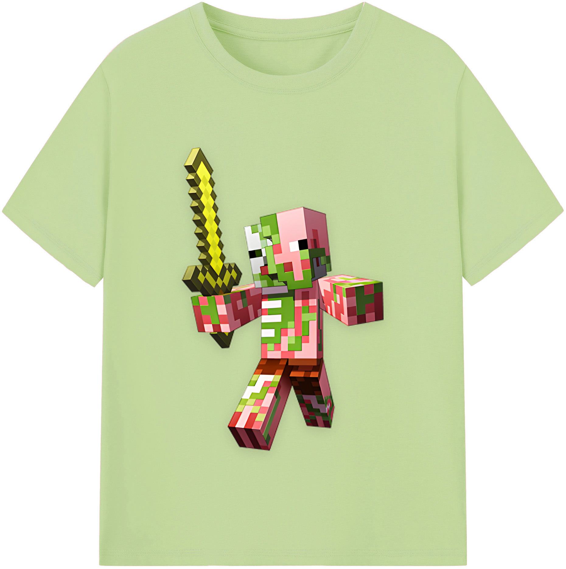 （画像用） マインクラフト ブロックの世界 Minecraft MC Block world 綿100％半袖Tシャツ（フロントプリント）